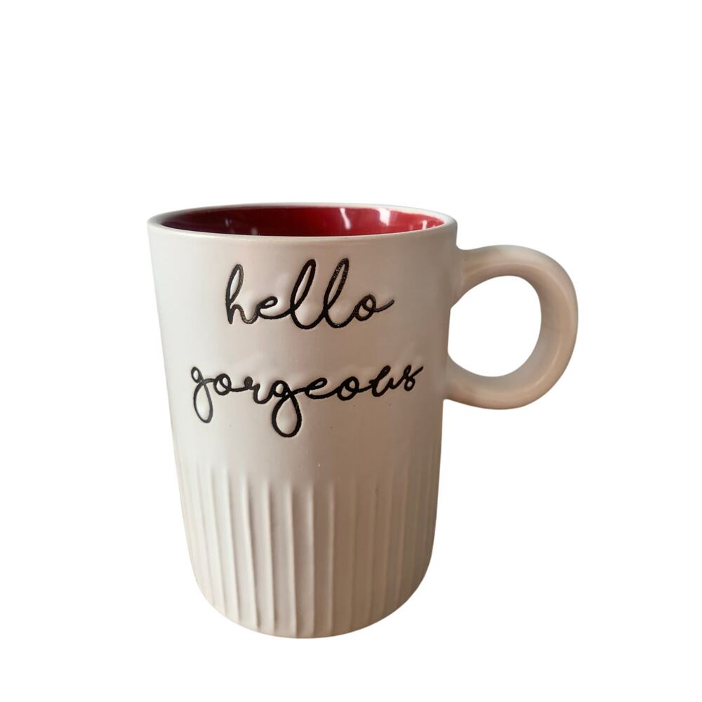 Hello Gorgeous Coffee Mug Cup Sheffield Home White Red Interior Positivity 14oz